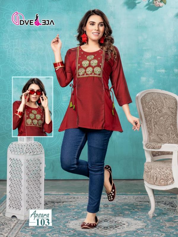 Dveeja Apsara 1 Rayon Fancy Wear Ladies Top Collection